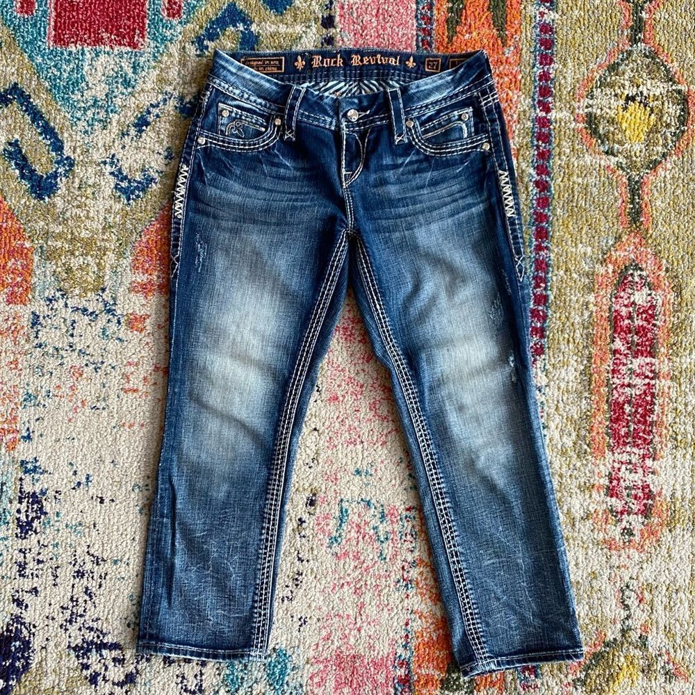 Rock Revival Lynkai Rhinestone Cropped Jeans - Picture 4 of 13